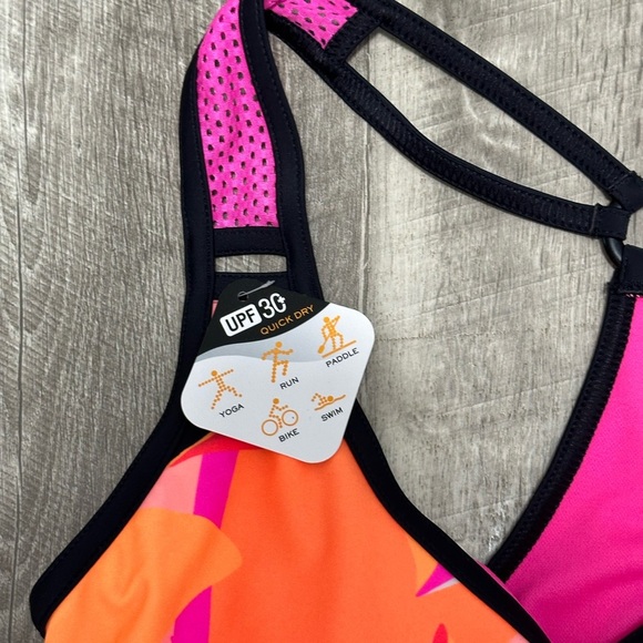 Women’s Zeroxposur XS Tankini Padded UPF Swim Swimwear Tank Top Pink Orange NWT - Picture 6 of 9